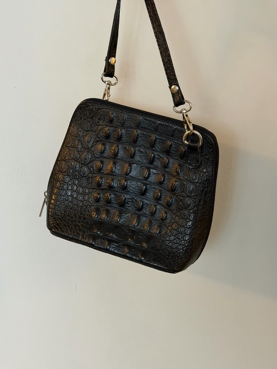 Handbags - Black Croc-Embossed Shoulder Bag